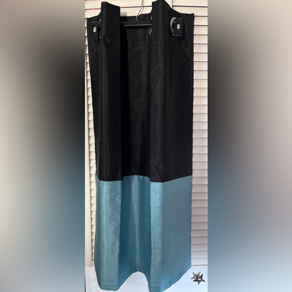 8 panels Grommet style Blue & Black Curtains 2” diameter hole 36x27